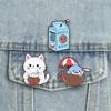 Coconut Drink Animal Enamel Pins Cat Shark Brooches Kawaii Vacation Lapel Badges Summer Cartoon Jewelry Gift For Friends
