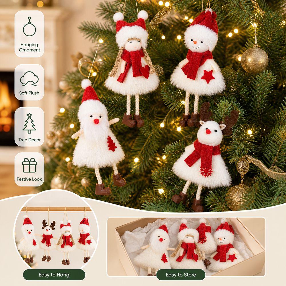 Elk Pattern Hanging Plush Ornament Angel Doll Christmas Hanging Doll New Year Decor