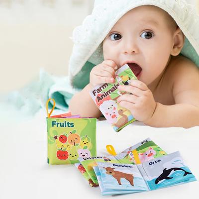 Baby Cloth Book Built-in Sound Paper Animals Numbers Fruits Transportation Colorful Cartoon Prints Brain Develop Educational Toy Sensory Book