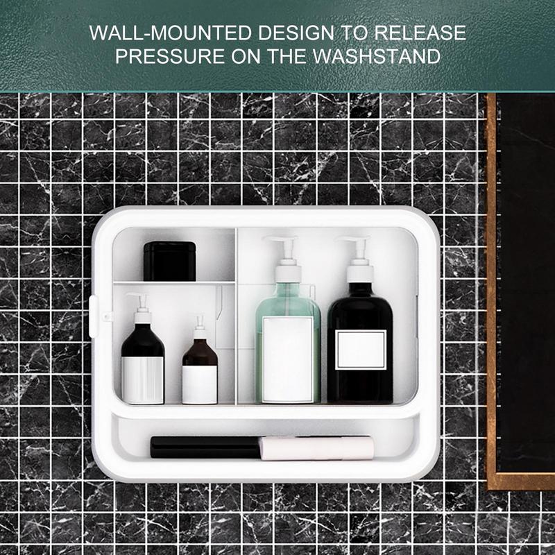 Dustproof Multi-layer Bathroom Organizer Cosmetics Wall-mounted Storage Box Organizer Suitable for Bathroom Kitchen Storage