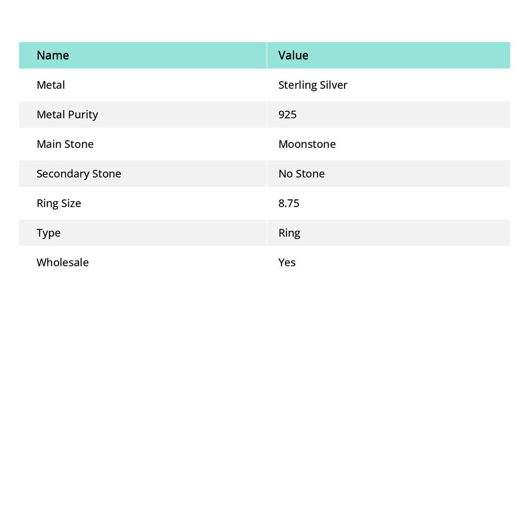 Natural Rainbow Moonstone Handmade 925 Sterling Silver Ring Size 8.75 P9R91