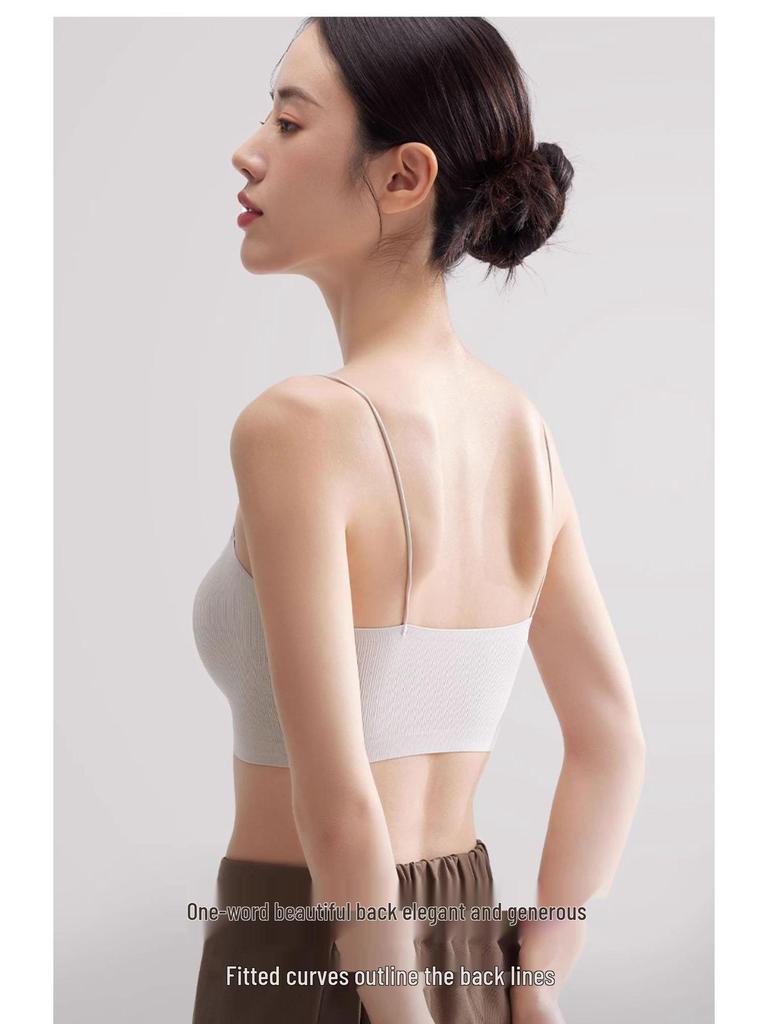 Women's Strapless Integrated Sports Bra Vest - Anti-Exposure, Thin Straps, 2024 Summer Collection