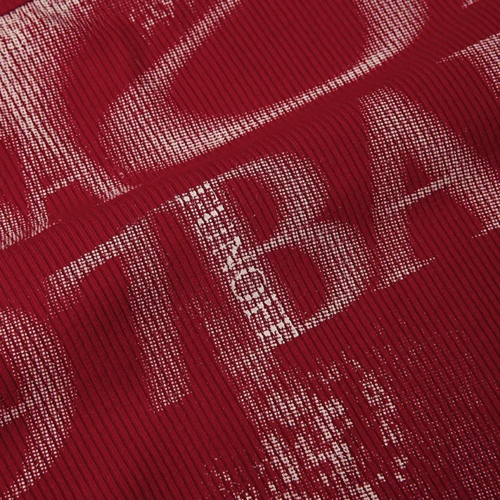 Retro Monogrammed Choker Vest Polyester Hanging Neck High Street Crop Tops Knit Tank Top Open Back Sexy Backless Red Top Women