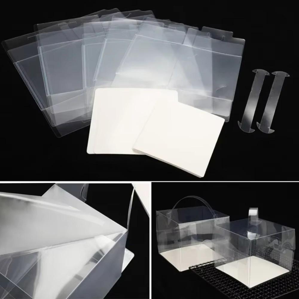 10Pcs Transparent Handheld Cake Box Clear Plastic Portable Birthday Cake Gift Box Baking Cupcake Box Birthday Party