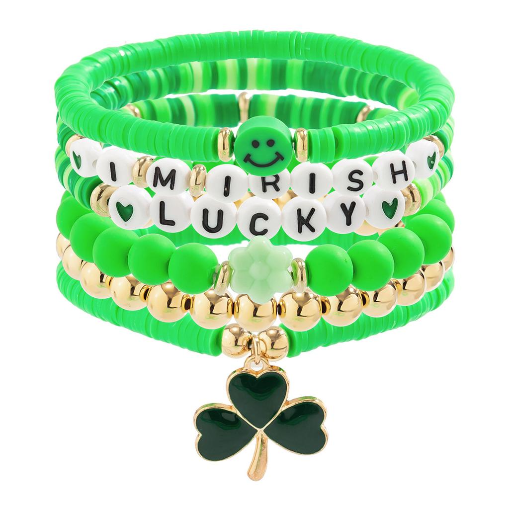 Festival Gifts Foliage Letter Bracelet Simple Green Beaded Bracelet Beer Festival Bracelet