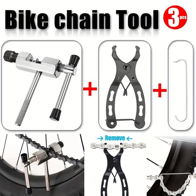 3pcs Heavy-Duty Bicycle Chain Tool Set with Chain Cutter, Joint Pliers Chain Hook for Chain Maintenance, Compatible with Road, Mountain, BMX, Folding