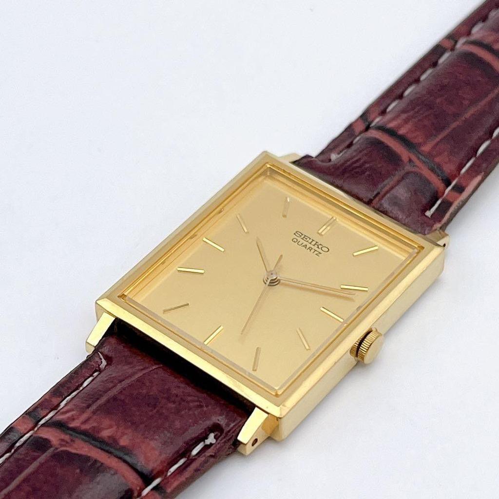 Used Vintage SEIKO Seiko men's watch square tank gold 80s