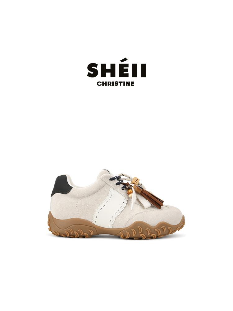 New Color~ Su Yinyin's Same 8cm Inner Height Increase Crescent Thick-soled Mandarin Duck Shoelaces Sports and Leisure Shoes Women's German Training S