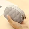 New PU Leather Rhombus Small Wallet Mini Coin Change Bag Double Zipper Storage Change Bag