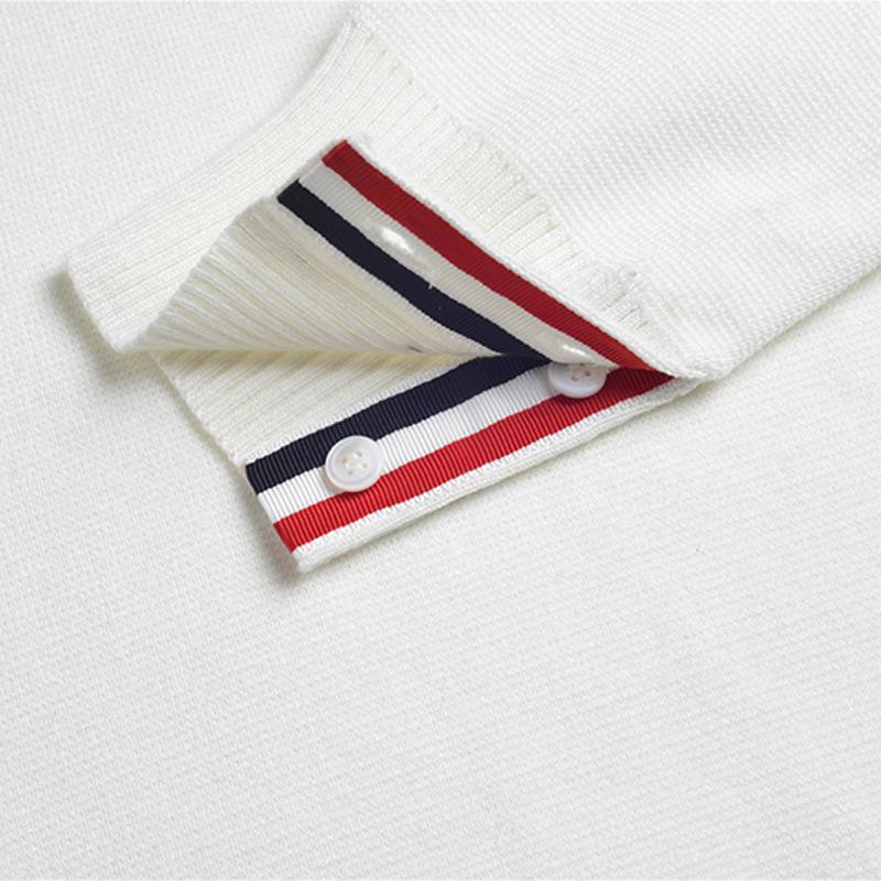 Unisex Striped Knit Sweater with Three-Color Woven Ribbon