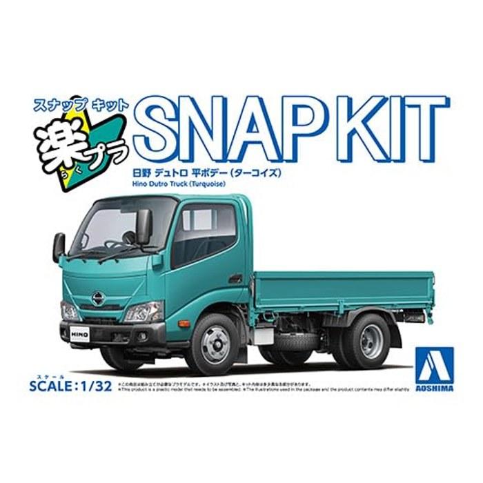 Aoshima Snap Kit No. 23-TE Hino Dutro Flatbed Truck (Turquoise) 1/32 Scale Plastic Model Kit 24.5 x 6.5 x 17.5 cm