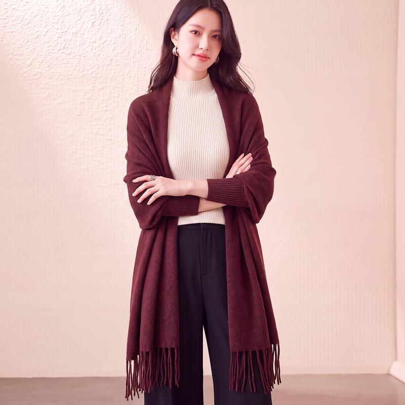 Wool-Blend Fringe Open-Front Cardigan