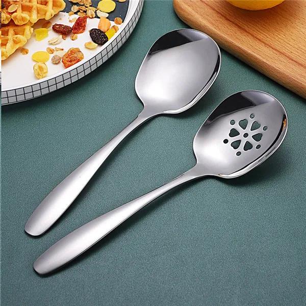 2Pcs Stainless Steel Serving Spoons Set for Catering, Buffet Banquet Spoons Serving Utensils, Restaurant Supplies Kitchen Tools