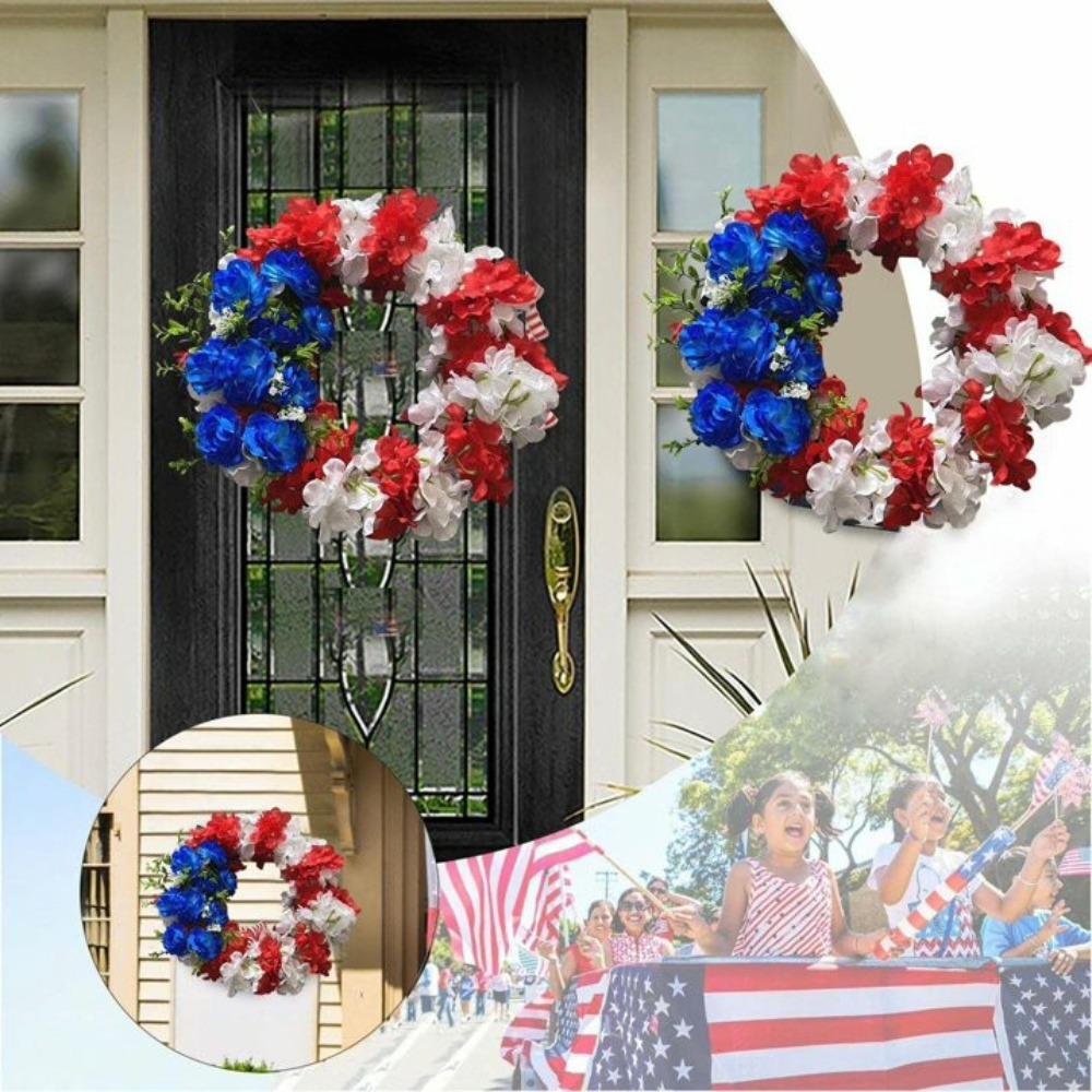 Imitated Independence Day Wreath Ornament Chic Door Hanging Garland Front Door Wall Hanging Fourth of July Garland Pendant