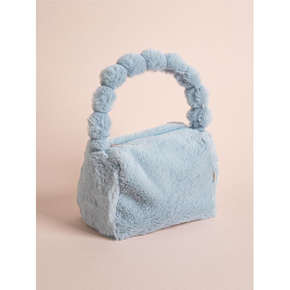 Daiso Cloud Handle Fur Tote Bag Blue