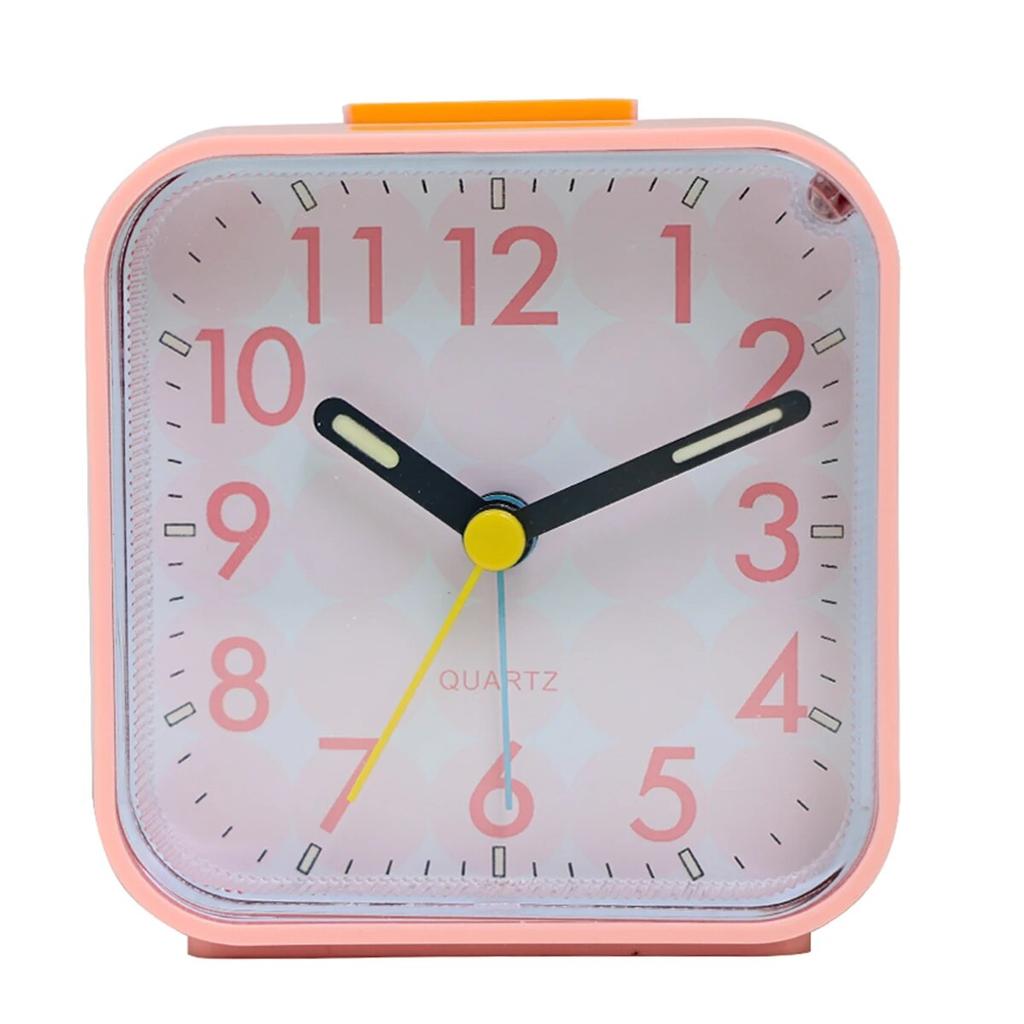 Simple Night Light Small Alarm Clock, Bedside Desktop with Snooze Function Household Creative Plastic Quartz Clock
