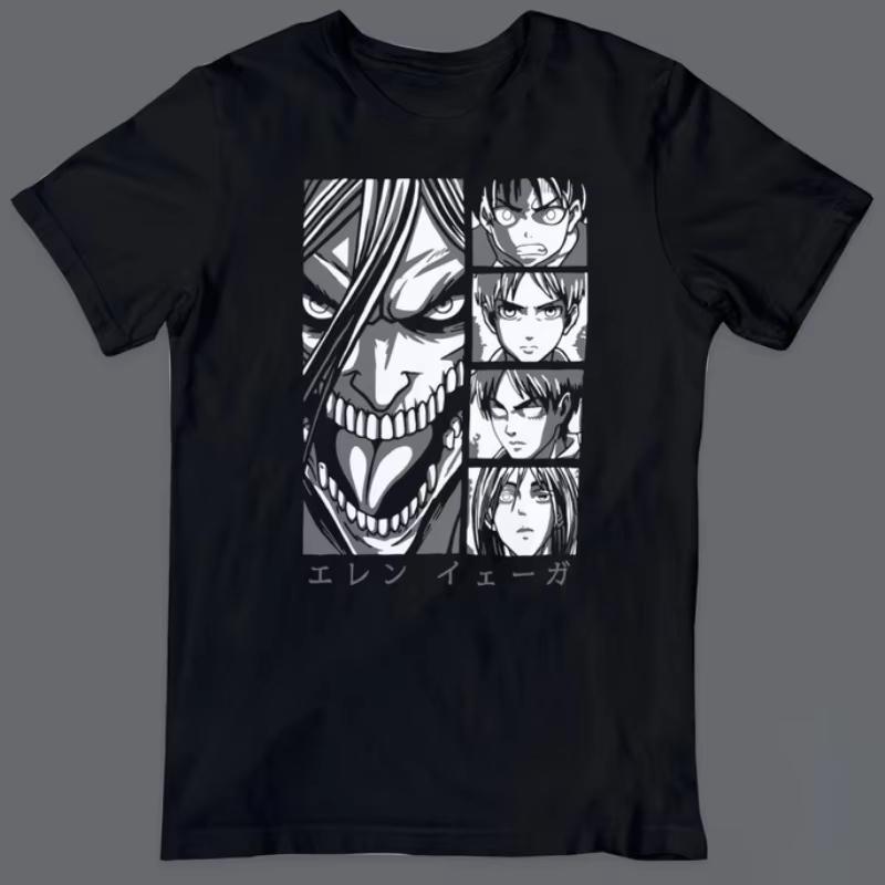 Eren Jaeger  TShirt Shingeki No Kyoji Anime Summer Cotton Men Women Couple Tees Casual Autumn and winter innerwear