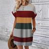 New summer casual style European and American casual women's clothing milk silk pullover round neck dress commuter