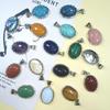 Geometric Shell Pendant With Synthetic Turquoise And Natural Purple Crystal For Fashion Jewelry