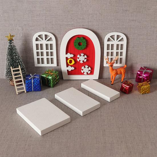 Miniature Christmas Scene Model Handmade Mini Wood Elf Door Festive Holiday