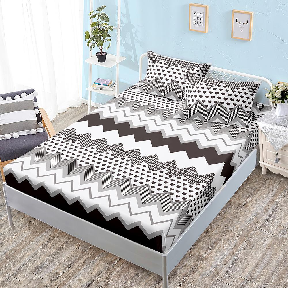 Simple Wind Mattress Three-Piece Set Geometric Line Bed Sheet All-Inclusive Mattress Protective Cover