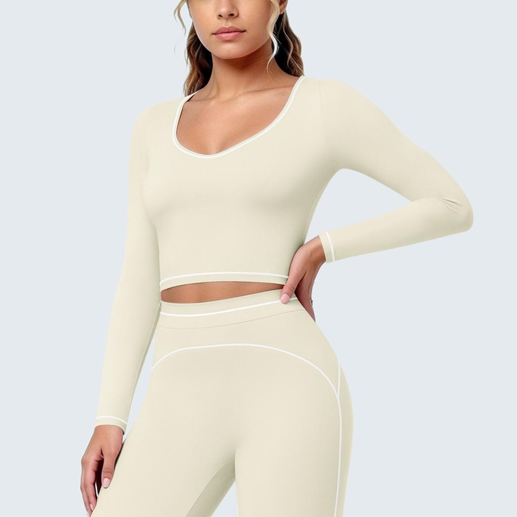 New contrasting color tight high elastic breathable yoga suit six-piece sports running fitness yoga suit women