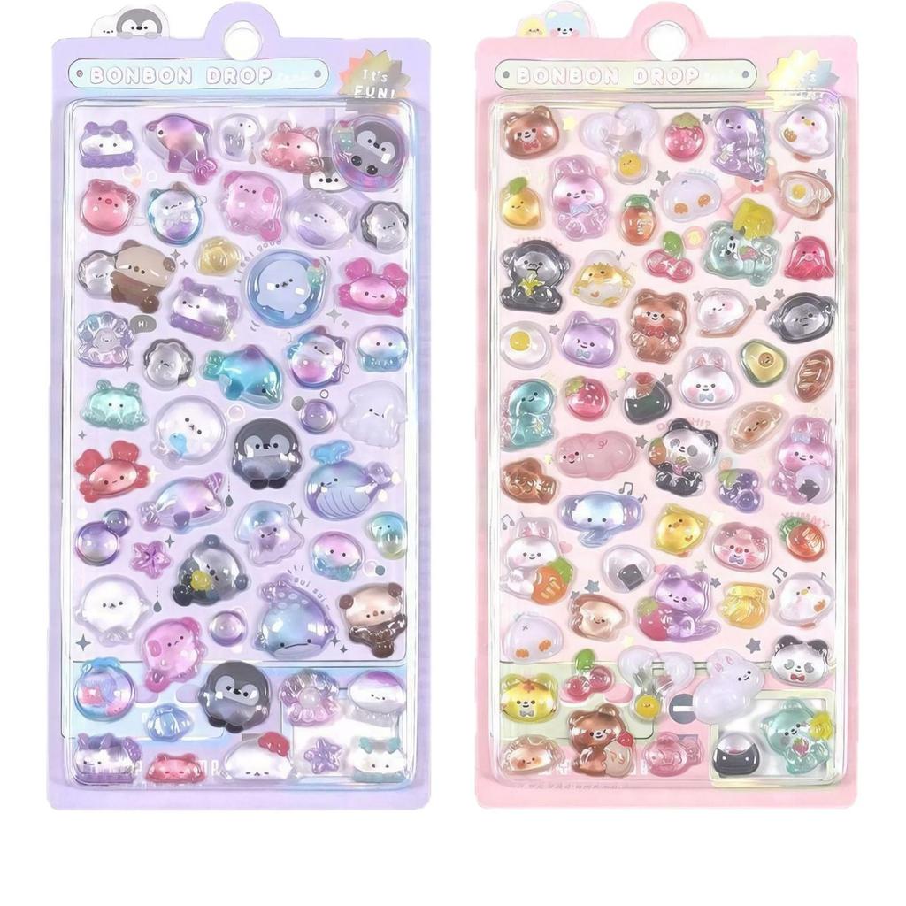 3D Crystal Cartoon Bubble Stickers for Kids Journals