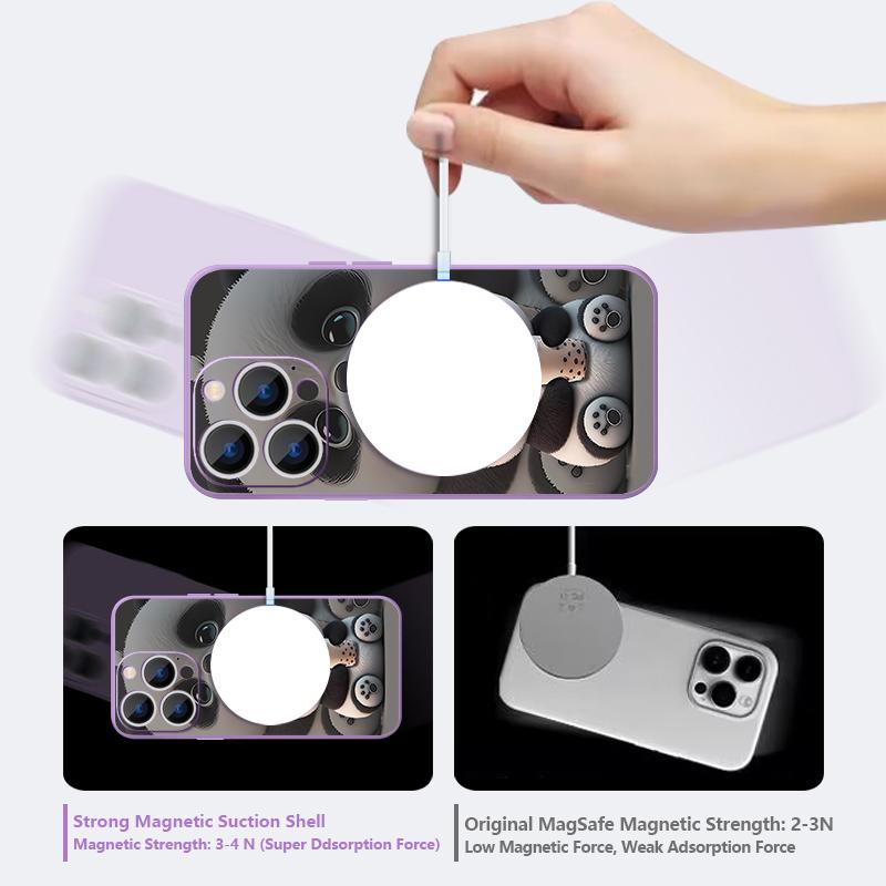 For iPhone 17 Pro Max Case Milk tea-drinking Panda Magnetic For Magsafe Silicone Cover For iPhone 16 Pro Max Funda iPhone 15 14 13 12 11 16E Air