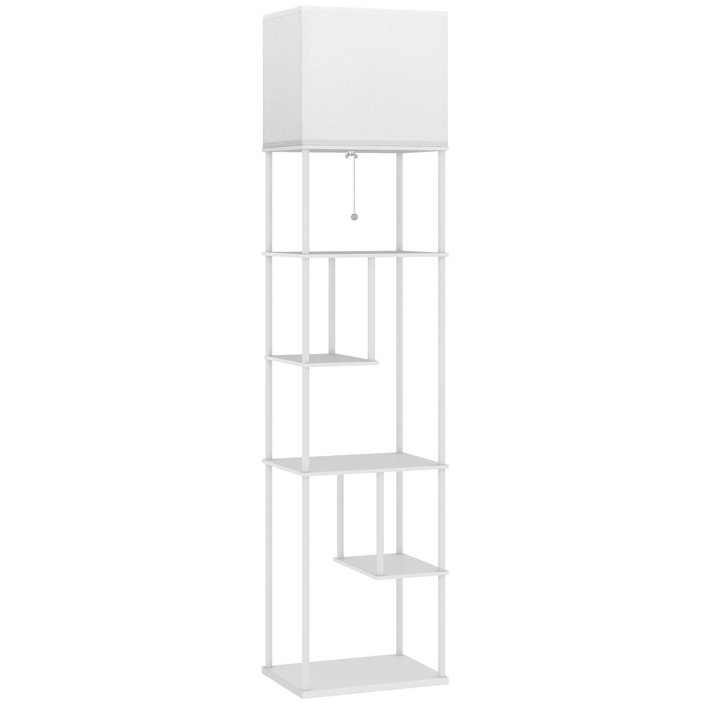 Floor Lamp with Shelves, 3000K-6500K, Remote Control, E27 Bulb, White