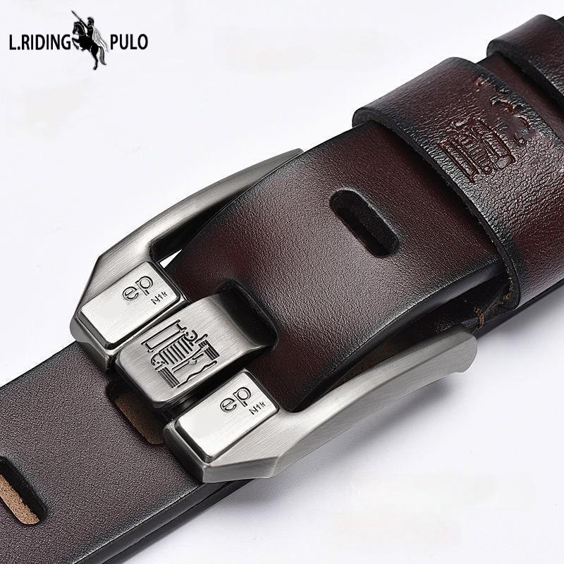 Men's Belt Genuine Real New Buckle Brand Brown Fashion Black Trouser Jeans Chic Clothing Accessories