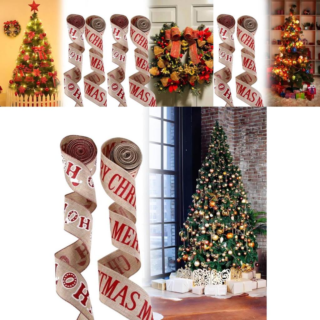 Festive 2 Meter Christmas Ribbon Banner Featuring Joyful Christmas Letters For Gifts