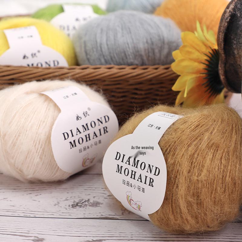 Young Mohair Sweater & Baby Scarf Shawl with Matching Fine Wool Hand-Woven Crochet Bag DIY Kit