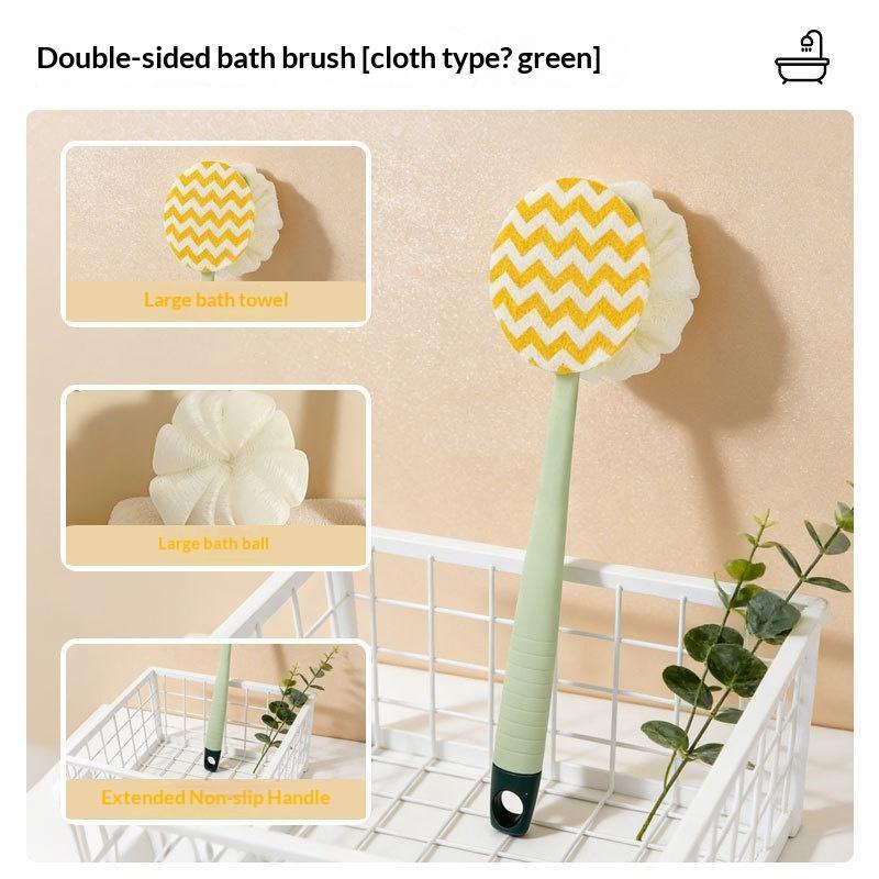 2 In 1 Long Handle Bath Scrubber Soft Bristles Exfoliating Loofah for Back Cleaning Men Women Shower