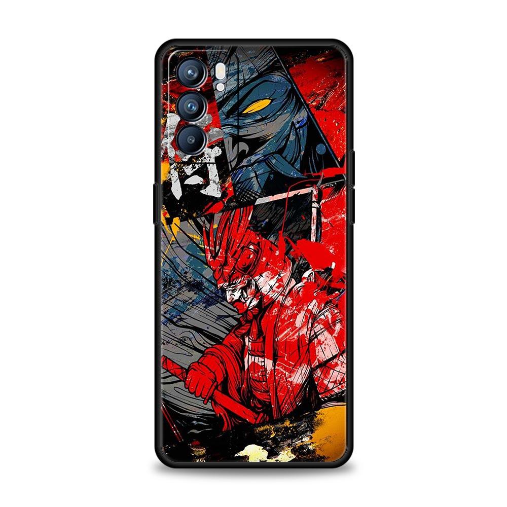 Japonské Bushido Samurajské puzdro pre Oppo Find X6 X5 A54 A53 A52 A9 2020 A15 A95 A17 A16 A76 A74 A57 Reno7 Reno6 Pro Plus 5G Kryt