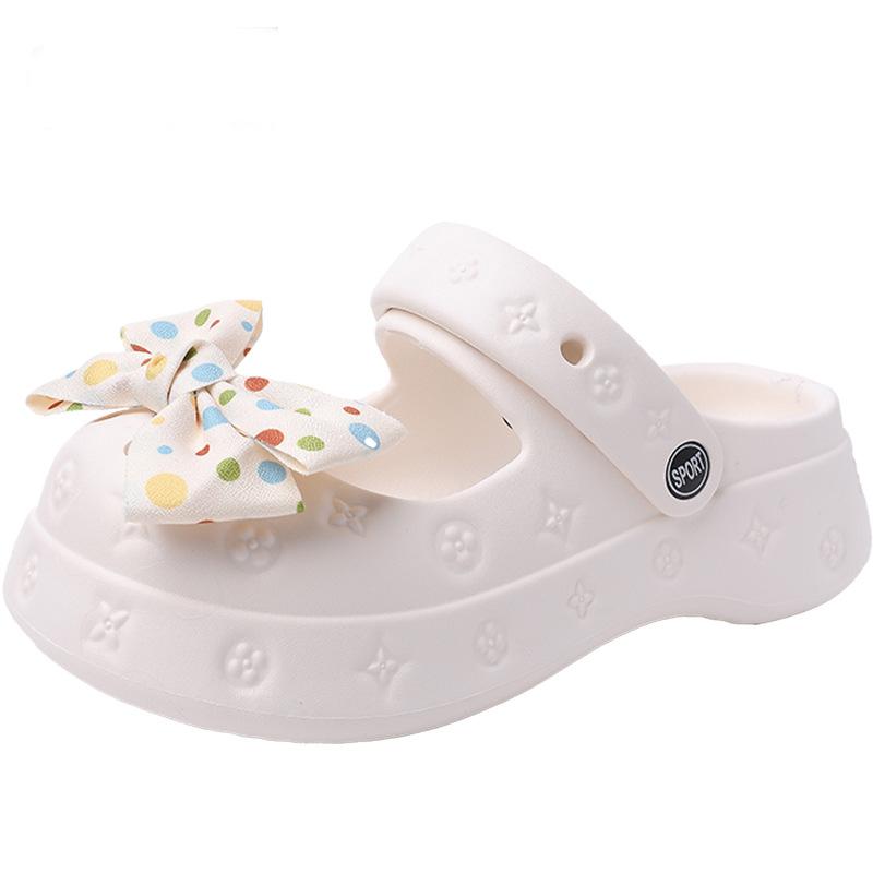 Cute bow hole shoes women's new summer platform leisure beach bag head cool slippers