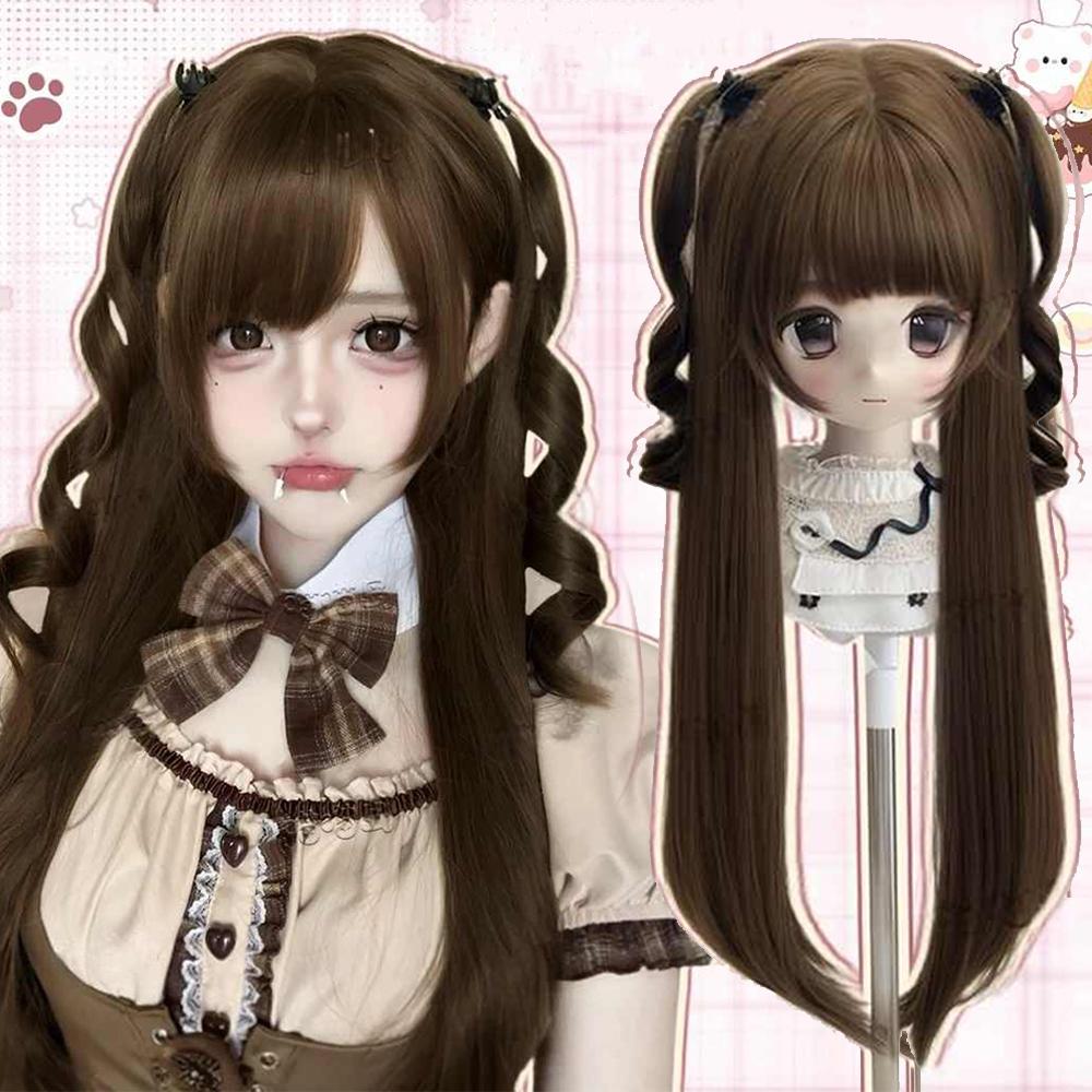 OLACARE Lange Body Wave Zwart Bruin Paars Cosplay Pruiken Hittebestendig Synthetische Pruiken Midden Scheiding Natuurlijk Lolita LM Pruiken Dames gray