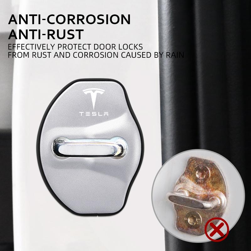 High-quality Matte Car Door Lock Cover Auto Emblems Case For Tesla Model 3 Model X Y Style Roadster Accessories