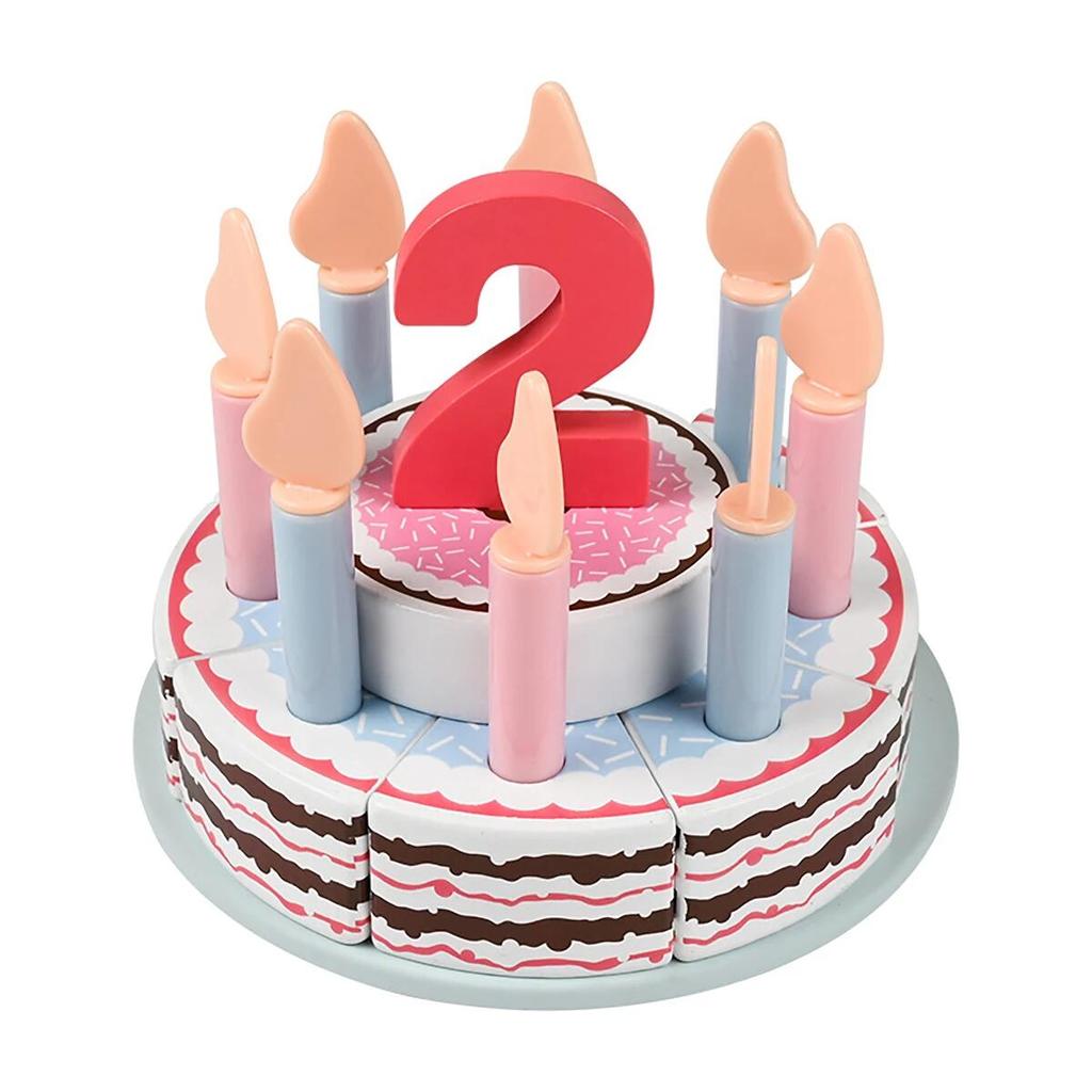 Wooden Simulation Double-layer Birthday Cake, A Family Kitchen Cutting Toy, Can Be Used As A Decoration or As A Gift