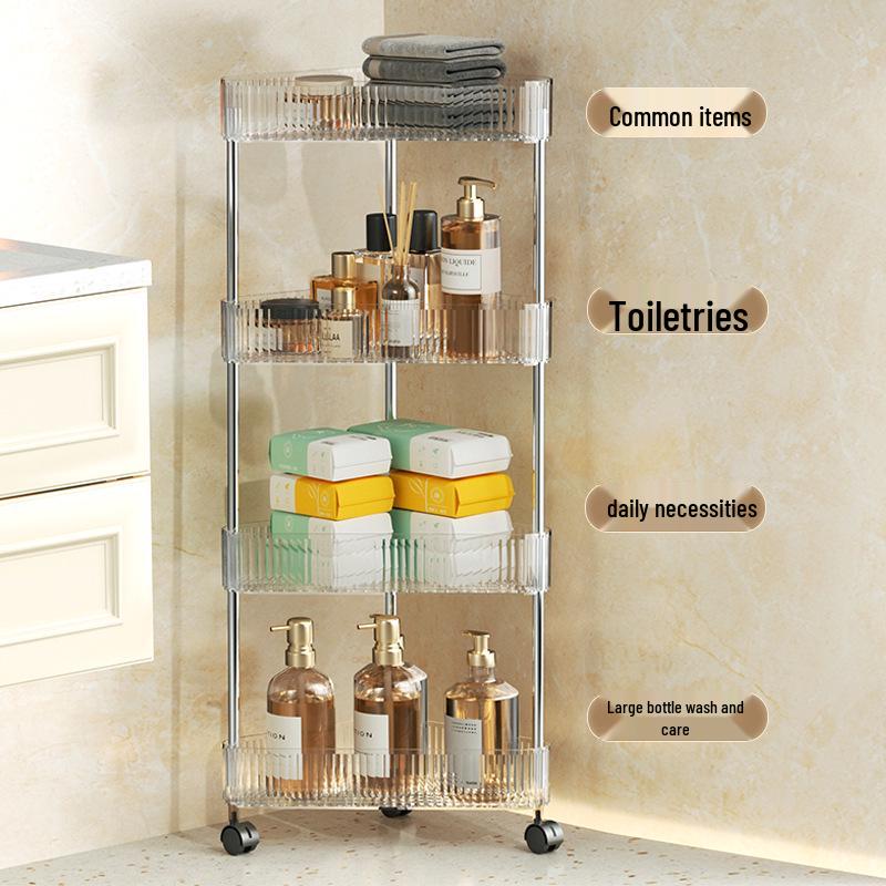 Bathroom Rolling Storage Rack: 2 To 4-Layer Multi-Tier Movable Organizer for Toilet and Washbasin Areas