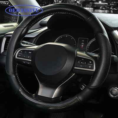 Carbon Fiber Car Steering Wheel Cover Perforated Leather 38cm 15 Inch For Toyota RAV4 Hilux  Corolla Camry Prius Land Cruiser