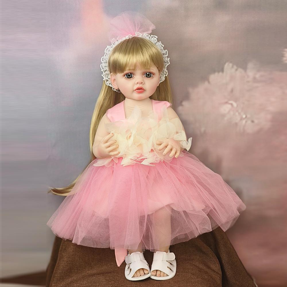 Cute PinkPrincess Doll Dress Set For 22 Inches Reborn Girl Doll For 55Cm Baby New Born Girl Dolls TOy