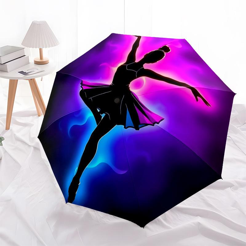 1pc Dance Art Automatic Folding Umbrella - 8-Rib Compact Travel Umbrella Durable & Portable for Outdoor Use, Perfect Gift for Birthdays006