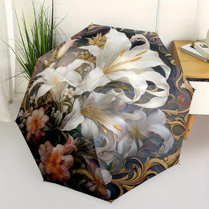 

Floral ArtworkOrnate Design themed Eight rib Automatic Folding umbrella Is Suitable for Both Men and Women, Making It A Perfect Christmas an