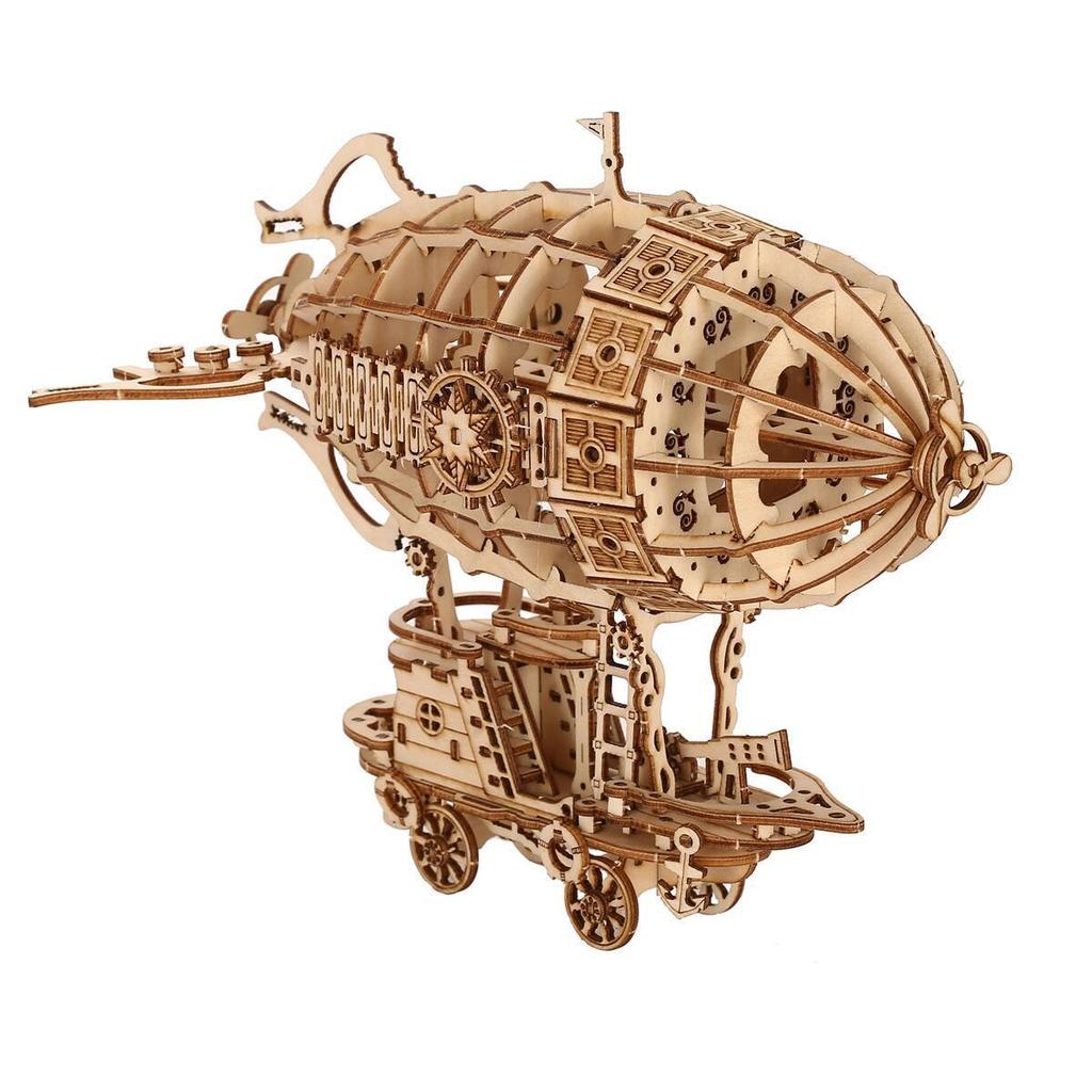 Wooden Airship Assembly 3D Creative Three-Dimensional Puzzle Handmade Diy Desktop Decoration Model Children'S Toys Gifts