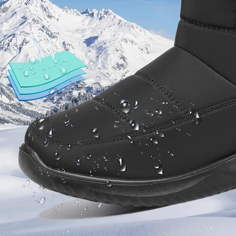 Faux Fur Thicked Plush Ankle Boots Men 2025 Waterproof Non-Slip Snow Boots Male Flat Heel Keep Warm Winter Cotton Padded Shoes