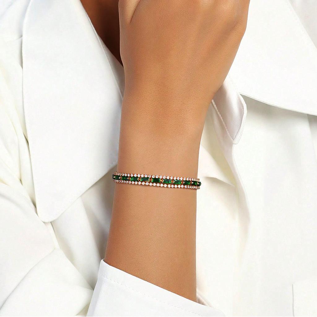 Three rows of tennis chain bracelet men's and women's fashion full of diamond green zircon bracelet jewelry