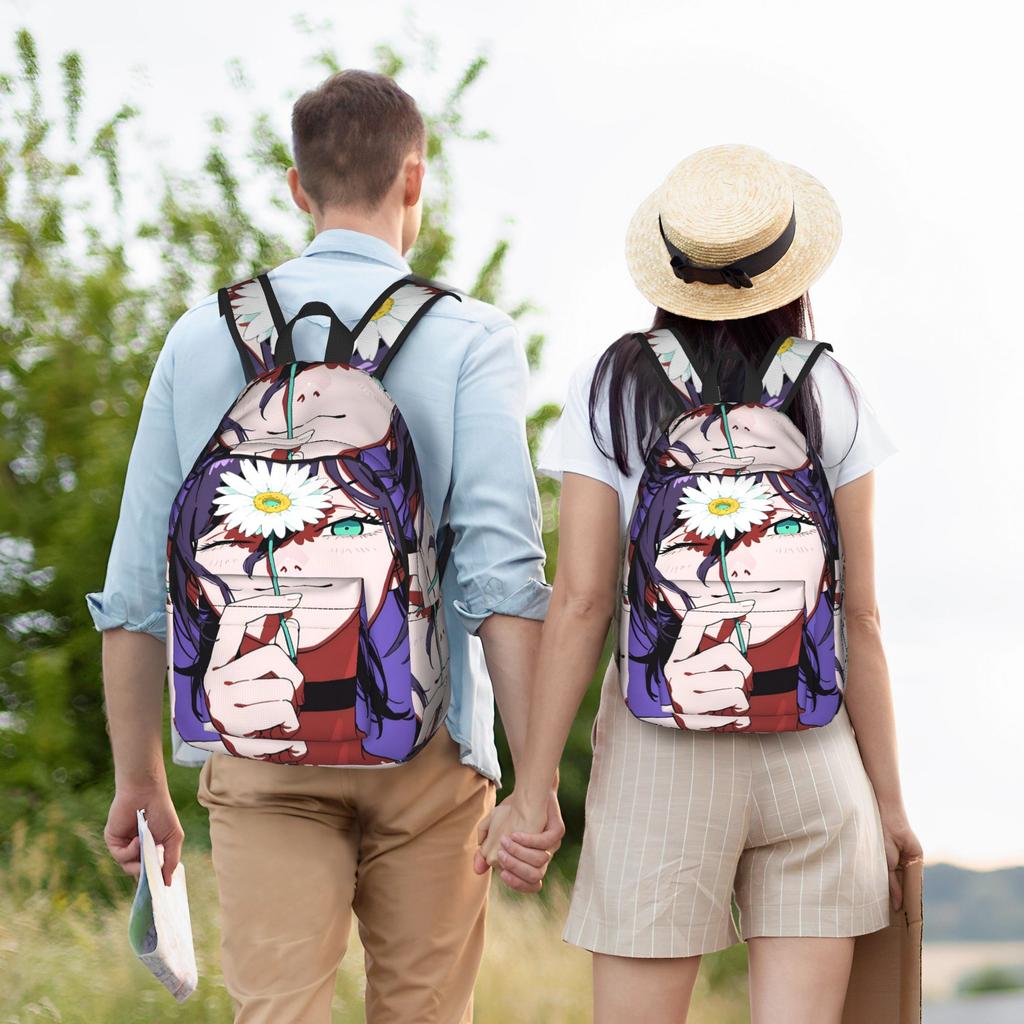 Denji Smiling Manga Knapsack Male Chainsaws Mans Cushy Knapsacks Polyester Kawaii Learner Bags Journey Colorful Rucksack