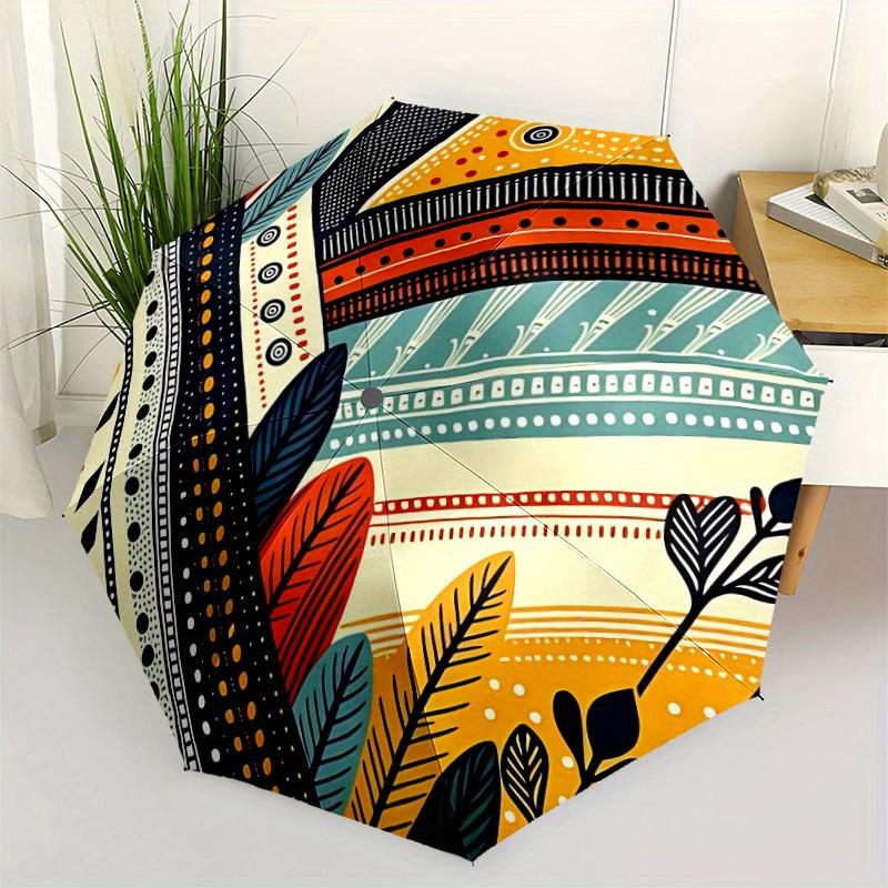 1pc Boho Patterns Automatic Open/Close Umbrella with One Touch Button,, Windproof Design   Lightweight Portable Umbrella for Women & Men6097