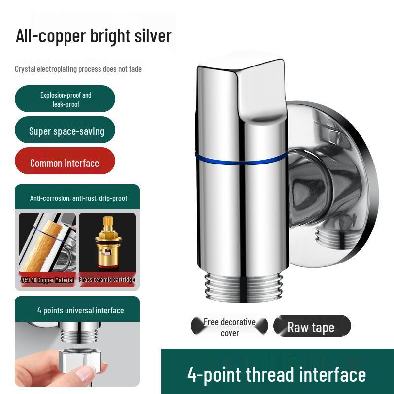 Copper Quarter-Turn Automatic Shut-off Washing Machine Faucet Valve with Anti-detachment Connector