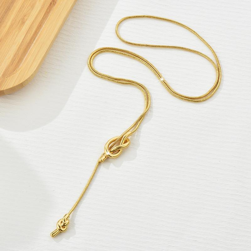Trendy Long Gold Sweater Chain Necklace For Women Crafted From Durable Titanium Steel